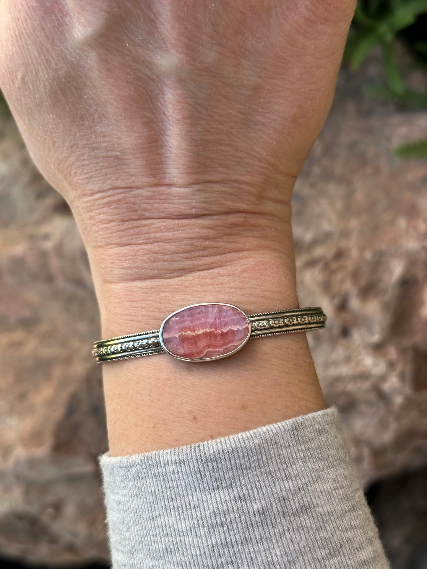 Rhodochrosite Flower Bracelet