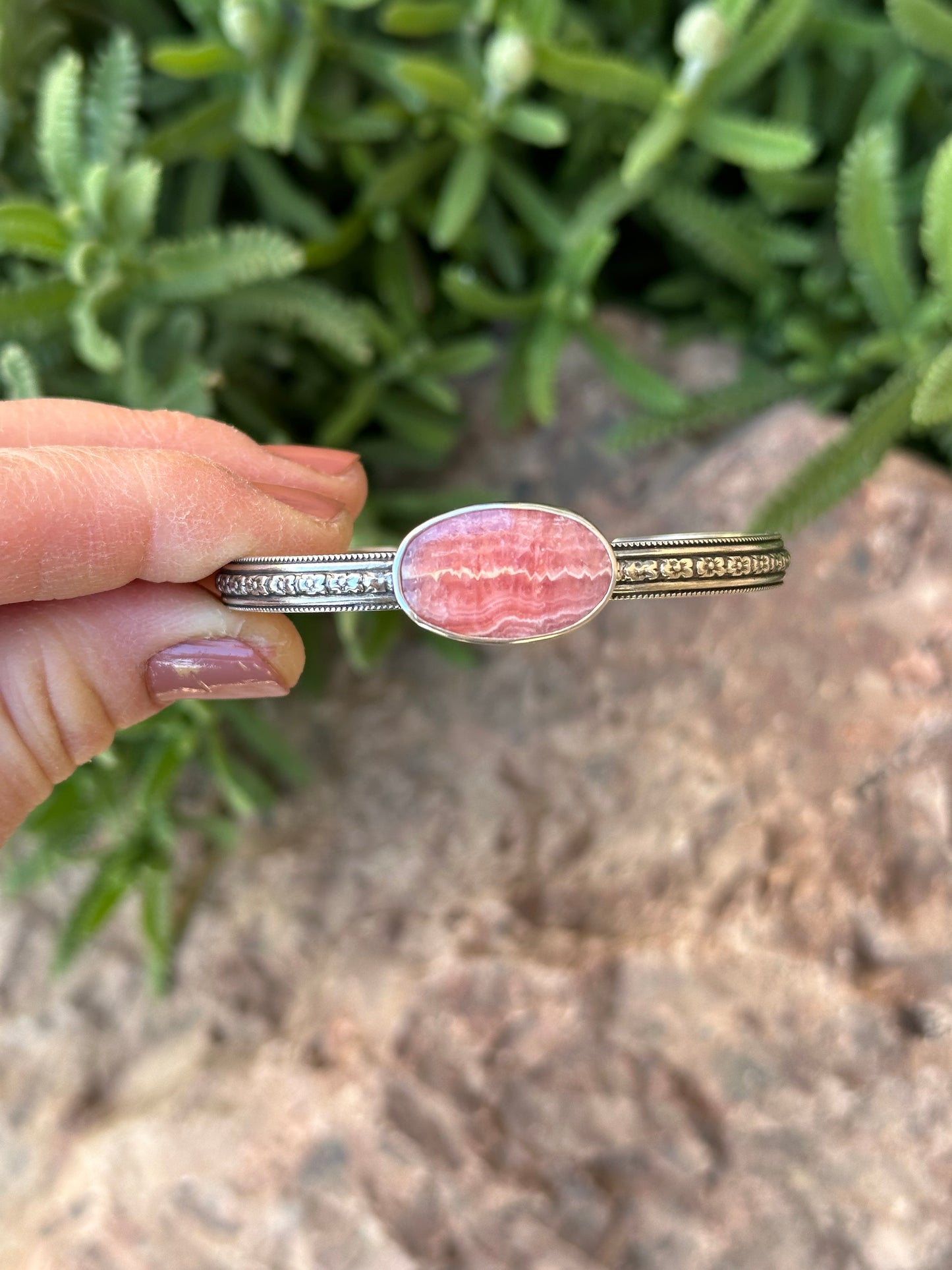 Rhodochrosite Flower Bracelet