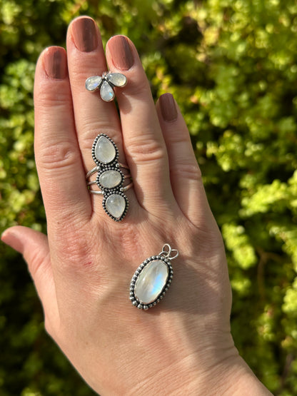 Rainbow Moonstone Ring, Size: 7.25