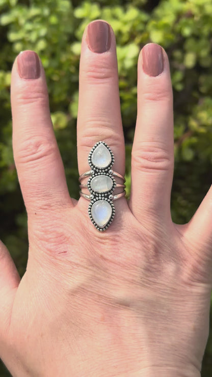 Rainbow Moonstone Ring, Size: 7.25